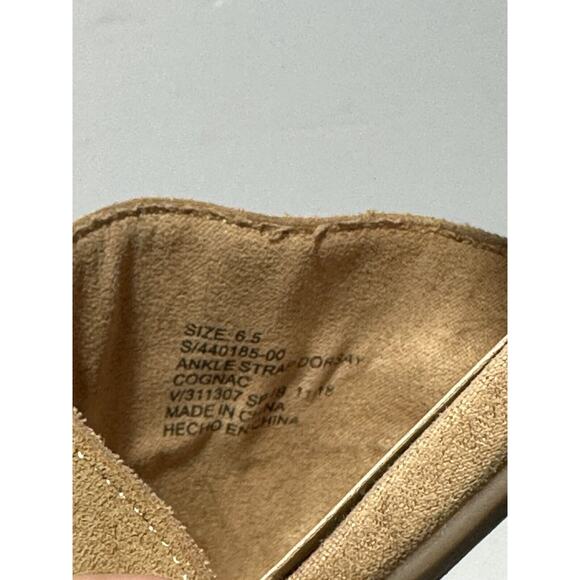 GAP D'Orsay Shoe Womens 6.5 M cognac Suede Ankle Strap Flat Hewitt sandals shoes - Picture 7 of 7